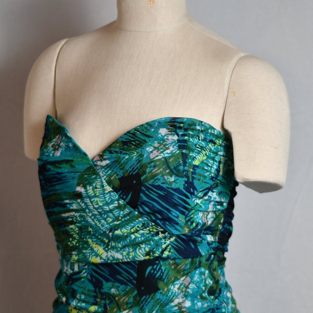 NWT - DOTS Tropical Strapless summer stretchy sundress Turquoise, Size 1X